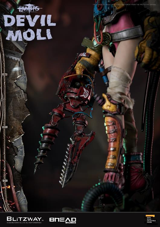 'BLITZWAY is thrilled to share the official launch of the 5th character of BHEADworks’ original figures, ‘Devil Moli’ from ‘HUNTERS: Day After WWIII.’ BHEADworks (Artist Yeon-gyun, Jung) has been loved for its original character design based on the dystopian worldview. The fifth heroine, Devil Moli, is a combat girl who decorates her cute visual like a scary gatekeeper and sensibly notices when an enemy approaches and sends a cue sign with a whistle.