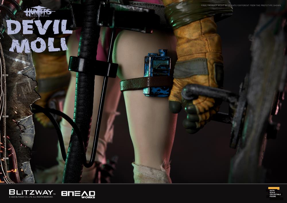 'BLITZWAY is thrilled to share the official launch of the 5th character of BHEADworks’ original figures, ‘Devil Moli’ from ‘HUNTERS: Day After WWIII.’ BHEADworks (Artist Yeon-gyun, Jung) has been loved for its original character design based on the dystopian worldview. The fifth heroine, Devil Moli, is a combat girl who decorates her cute visual like a scary gatekeeper and sensibly notices when an enemy approaches and sends a cue sign with a whistle.