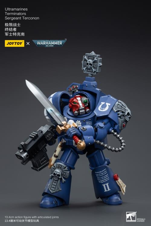Joy Toy brings the Ultramarines to life with this Warhammer 40K 1/18 scale figure! Highly disciplined and courageous warriors, the Ultramarines have remained true to the teachings of their Primarch Roboute Guilliman for 10,000 standard years. Keeping watch over the Imperium, they personify the very spirit of the Adeptus Astartes. Each figure includes interchangeable hands and weapon accessories and stands between 4" and 6" tall.