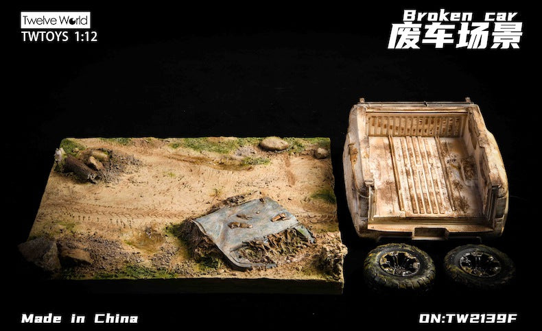 Twelve World Scrap Car Scene (F) 1/12 Scale Diorama Base