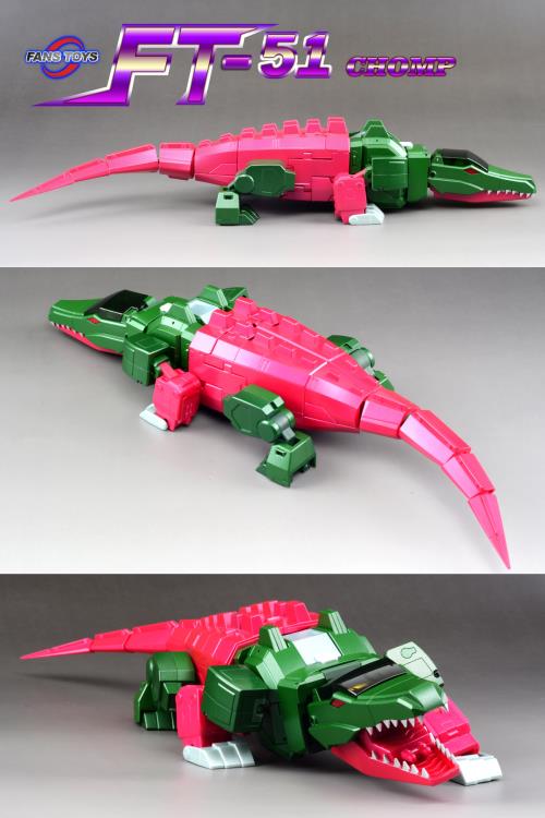 FT-51 Chomp is a transforming figure changing from a warrior robot to a crocodile.