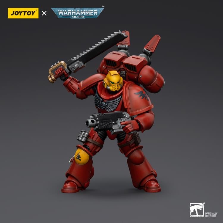 Joy Toy brings the Blood Angels to life with this Warhammer 40K 1/18 scale figure! Descended from the gene seed of the Primarch Sanguinius, the Blood Angels chapter of the Space Marines are among the most celebrated and loved of the chapters. However, those who join choose a cursed life - destined to one day be driven mad by the Red Thirst and an unending waking nightmare.