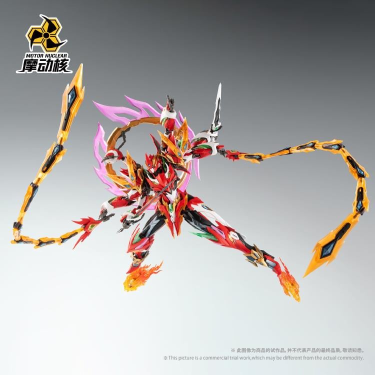Motor Nuclear presents another beautiful and highly detailed model kit, featuring the MNP-XH04 Tian Ying Xing Nezha figure. This set comes equipped with multiple weapon accessories, including a Fire Spear, Ying-Yang Swords, Hot Wheels, as well as additional parts to recreate the six-arm mode.