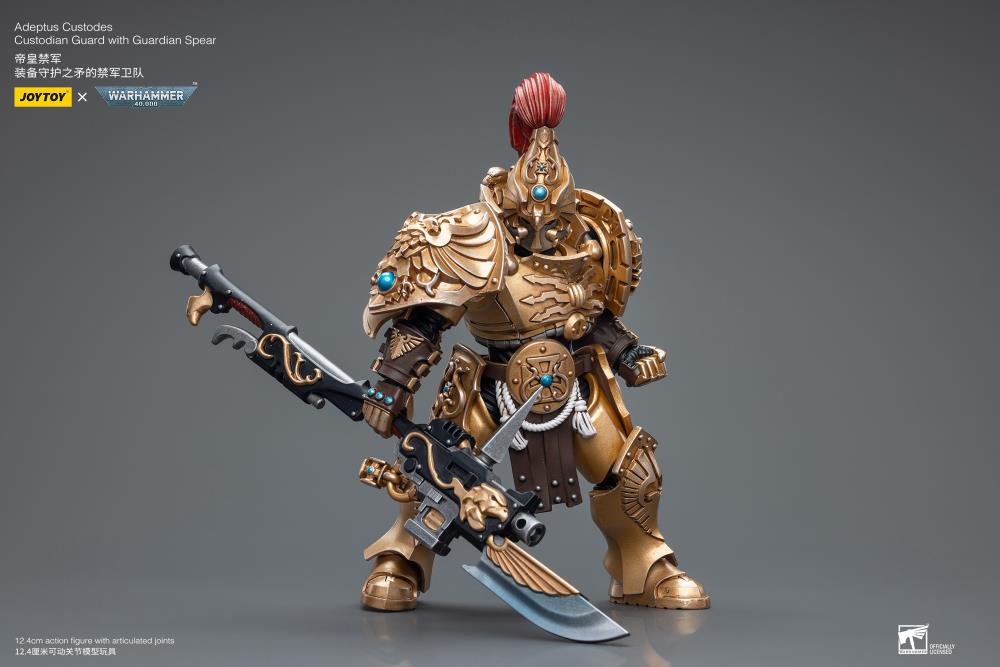 Joy Toy brings the Adeptus Custodes to life with this Warhammer 40K 1/18 scale figure! Clad in golden armor, the Adeptus Custodes chapter of the Space Marines are rumored to have been hand-crafted by the Emperor Himself. Tasked with protecting both the Imperial Palace and the physical body of the Emperor, these bastions of Imperial might are considered the deadliest warriors in the galaxy, human or otherwise.
