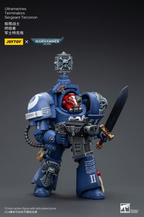 Joy Toy brings the Ultramarines to life with this Warhammer 40K 1/18 scale figure! Highly disciplined and courageous warriors, the Ultramarines have remained true to the teachings of their Primarch Roboute Guilliman for 10,000 standard years. Keeping watch over the Imperium, they personify the very spirit of the Adeptus Astartes. Each figure includes interchangeable hands and weapon accessories and stands between 4" and 6" tall.