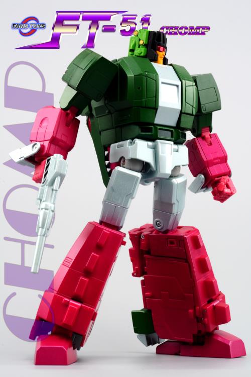 FT-51 Chomp is a transforming figure changing from a warrior robot to a crocodile.