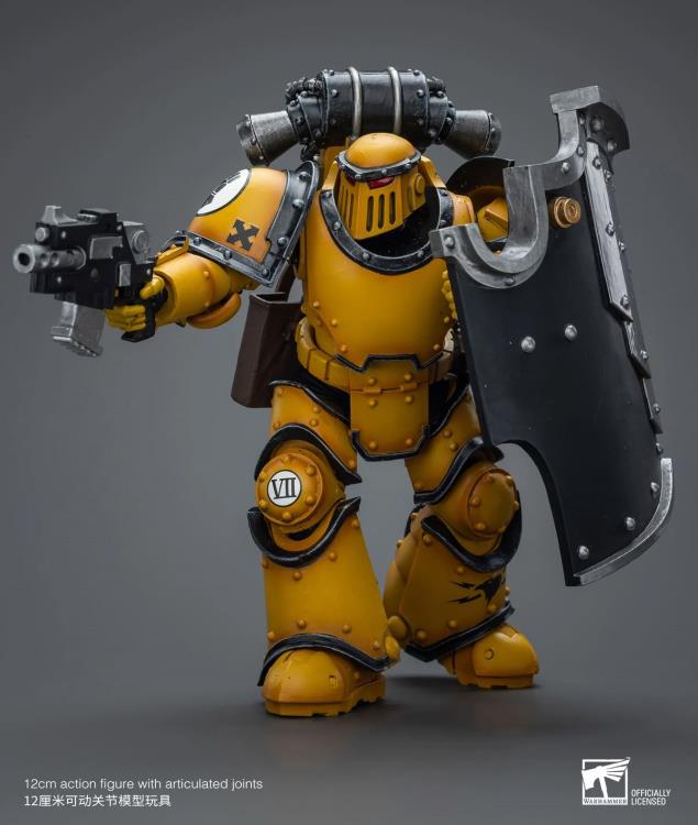 The Warhammer 40K Imperial Fists “The Horus Heresy” product line offers a compelling collection of figures capturing the essence of the Imperial Fists Space Marine Legion during the pivotal era of “The Horus Heresy.” Meticulously crafted and intricately detailed, these action figures showcase the iconic yellow and black color scheme of the Imperial Fists, symbolizing their stoic determination and unwavering loyalty to the Imperium of Man.