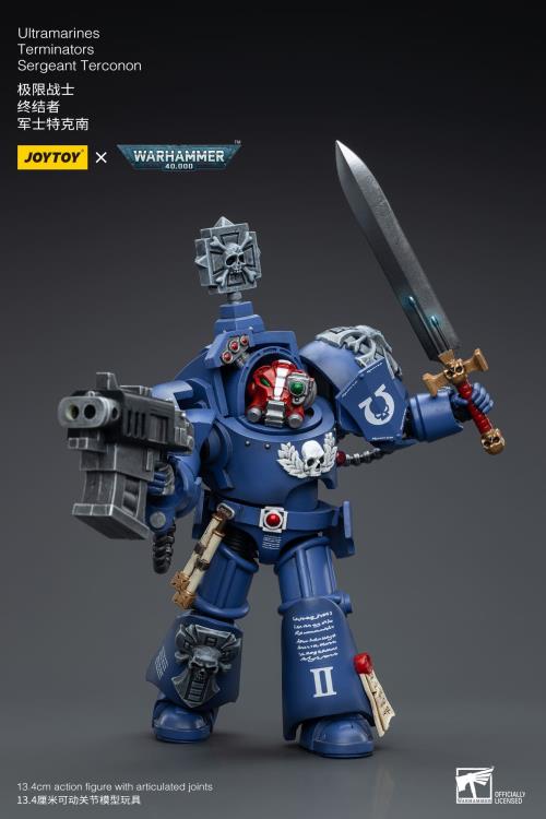 Joy Toy brings the Ultramarines to life with this Warhammer 40K 1/18 scale figure! Highly disciplined and courageous warriors, the Ultramarines have remained true to the teachings of their Primarch Roboute Guilliman for 10,000 standard years. Keeping watch over the Imperium, they personify the very spirit of the Adeptus Astartes. Each figure includes interchangeable hands and weapon accessories and stands between 4" and 6" tall.