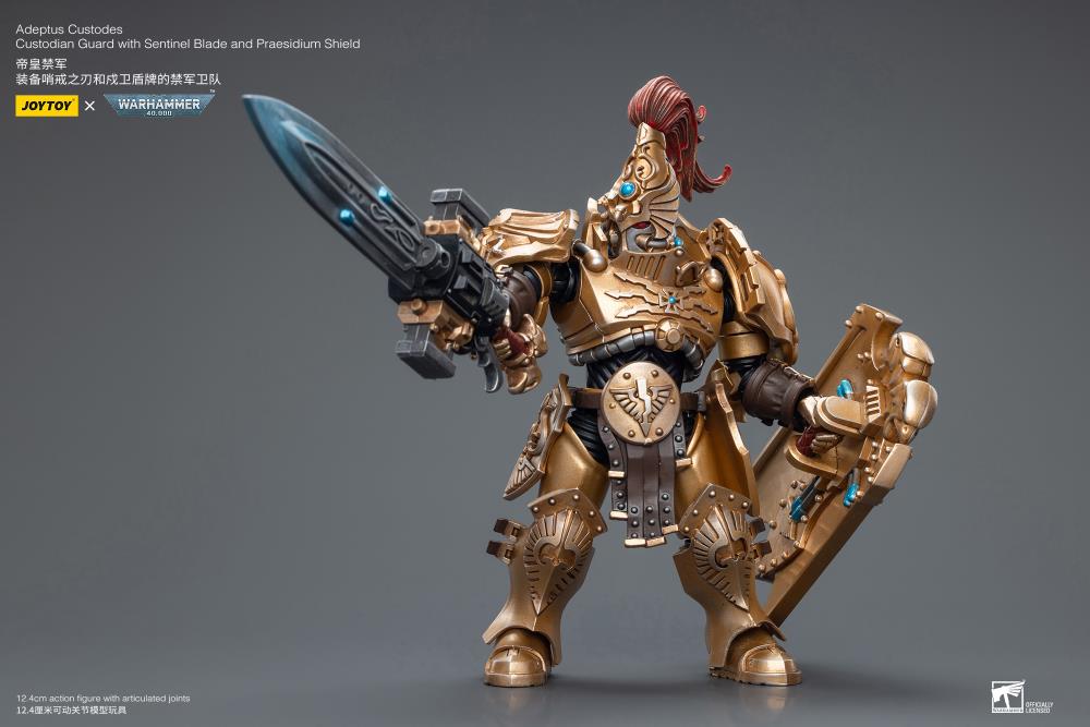 Joy Toy brings the Adeptus Custodes to life with this Warhammer 40K 1/18 scale figure! Clad in golden armor, the Aeeptus Custodes chapter of the Space Marines are rumored to have been hand-crafted by the Emperor Himself. Tasked with protecting both the Imperial Palace and the physical body of the Emperor, these bastions of Imperial might are considered the deadliest warriors in the galaxy, human or otherwise.
