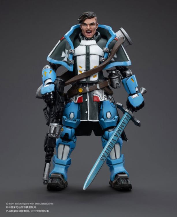 Joy Toy brings to the table a new series of figures, inspired after the tabletop wargame Infinity, published by Corvus Belli. This highly detailed 1/18 scale figure stands just over 4 inches tall and comes equipped with an arsenal of interchangeable parts and weapons. Add PanOceania Padre-Inquisior Mendoza, along with other separately sold Infinity figures by Joy Toy, to your collection and build up your army for battle!