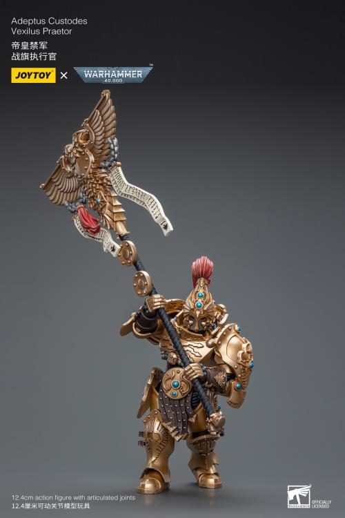 Joy Toy brings the Adeptus Custodes to life with this Warhammer 40K 1/18 scale figure! Clad in golden armor, the Adeptus Custodes chapter of the Space Marines are rumored to have been hand-crafted by the Emperor Himself. Tasked with protecting both the Imperial Palace and the physical body of the Emperor, these bastions of Imperial might are considered the deadliest warriors in the galaxy, human or otherwise.