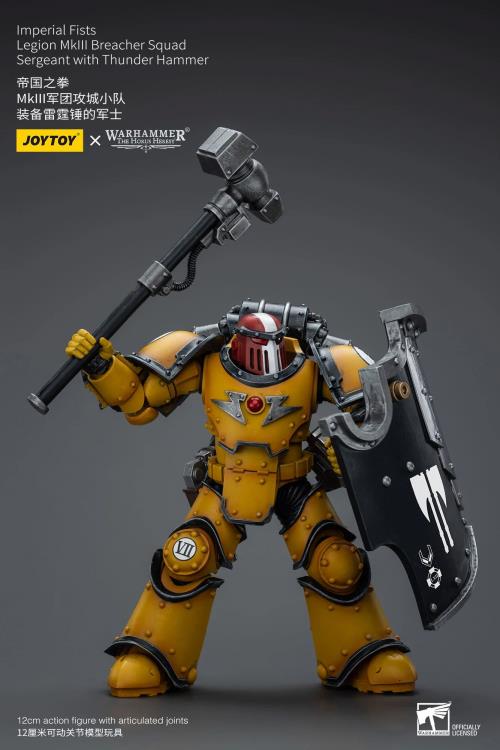 The Warhammer 40K Imperial Fists “The Horus Heresy” product line offers a compelling collection of figures capturing the essence of the Imperial Fists Space Marine Legion during the pivotal era of “The Horus Heresy.” Meticulously crafted and intricately detailed, these action figures showcase the iconic yellow and black color scheme of the Imperial Fists, symbolizing their stoic determination and unwavering loyalty to the Imperium of Man.