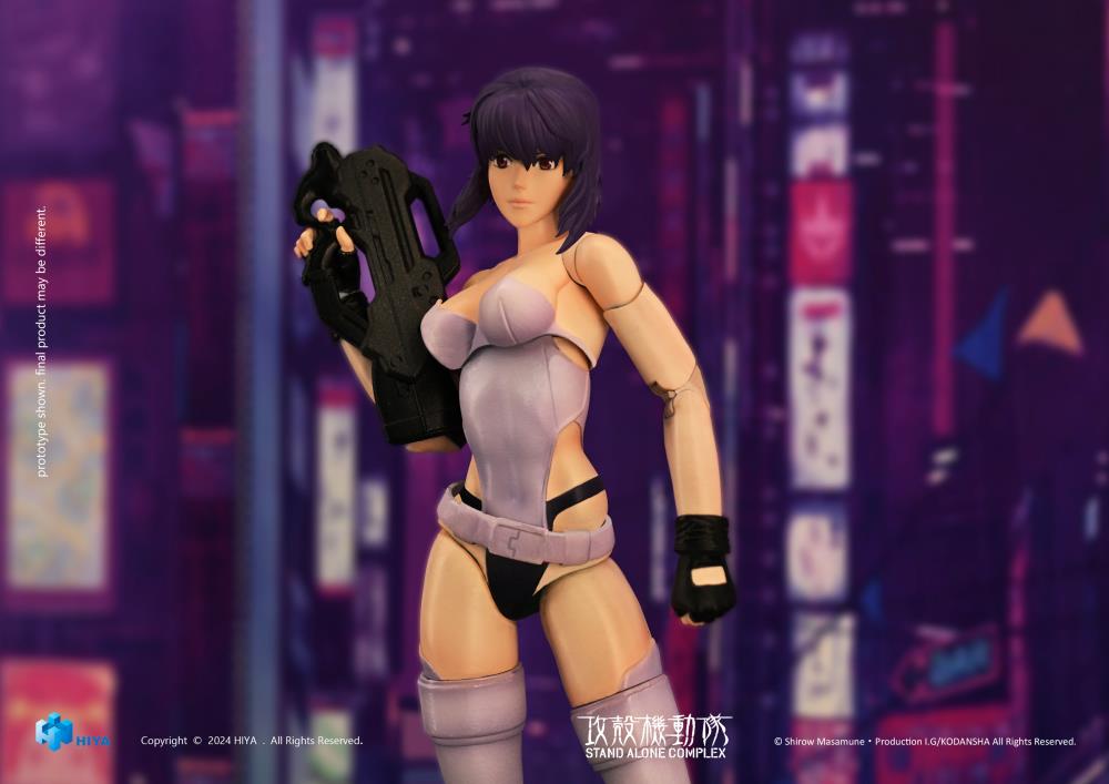 Hiya Toys proudly presents the latest addition to the EXQUISITE SUPER Series: the 1/12 scale Motoko Kusanagi action figure from Ghost in the Shell: Stand Alone Complex! Set in a futuristic Japan, this science fiction masterpiece explores a world of cybernetic enhancements and brain-computer interfaces. Motoko Kusanagi, one of the first users of full-body cybernetic enhancements, leads Public Security Section 9 in combating cybercrime.