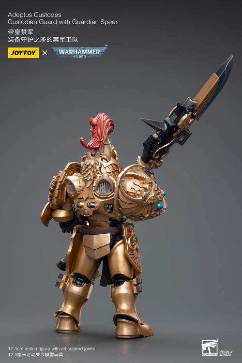 Joy Toy brings the Adeptus Custodes to life with this Warhammer 40K 1/18 scale figure! Clad in golden armor, the Adeptus Custodes chapter of the Space Marines are rumored to have been hand-crafted by the Emperor Himself. Tasked with protecting both the Imperial Palace and the physical body of the Emperor, these bastions of Imperial might are considered the deadliest warriors in the galaxy, human or otherwise.