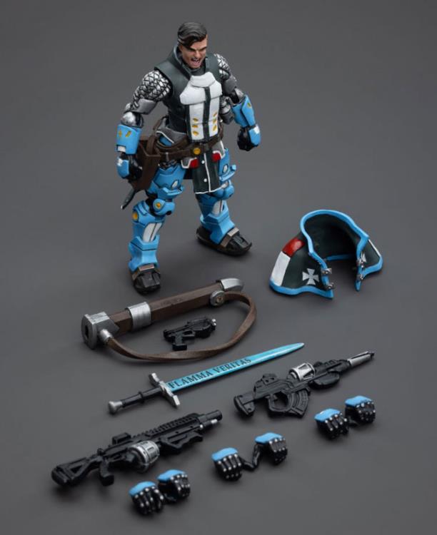 Joy Toy brings to the table a new series of figures, inspired after the tabletop wargame Infinity, published by Corvus Belli. This highly detailed 1/18 scale figure stands just over 4 inches tall and comes equipped with an arsenal of interchangeable parts and weapons. Add PanOceania Padre-Inquisior Mendoza, along with other separately sold Infinity figures by Joy Toy, to your collection and build up your army for battle!