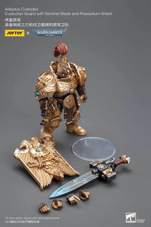 Joy Toy brings the Adeptus Custodes to life with this Warhammer 40K 1/18 scale figure! Clad in golden armor, the Aeeptus Custodes chapter of the Space Marines are rumored to have been hand-crafted by the Emperor Himself. Tasked with protecting both the Imperial Palace and the physical body of the Emperor, these bastions of Imperial might are considered the deadliest warriors in the galaxy, human or otherwise.