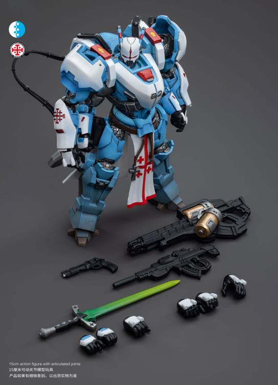 Joy Toy brings to the table a new series of figures, inspired after the tabletop wargame Infinity, published by Corvus Belli. This highly detailed 1/18 scale figure stands just under 6 inches tall and comes equipped with an arsenal of interchangeable parts and weapons. Add PanOceania Knight of the Holy Sepulchre, along with other separately sold Infinity figures by Joy Toy, to your collection and build up your army for battle!