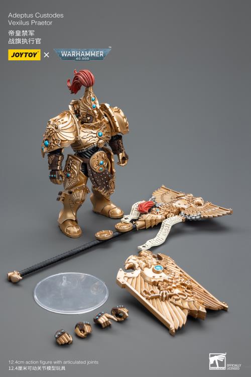 Joy Toy brings the Adeptus Custodes to life with this Warhammer 40K 1/18 scale figure! Clad in golden armor, the Adeptus Custodes chapter of the Space Marines are rumored to have been hand-crafted by the Emperor Himself. Tasked with protecting both the Imperial Palace and the physical body of the Emperor, these bastions of Imperial might are considered the deadliest warriors in the galaxy, human or otherwise.