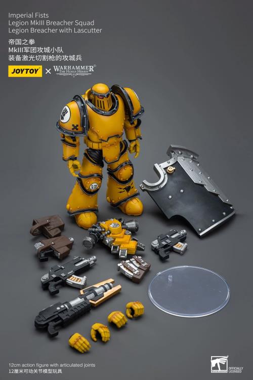 The Warhammer 40K Imperial Fists “The Horus Heresy” product line offers a compelling collection of figures capturing the essence of the Imperial Fists Space Marine Legion during the pivotal era of “The Horus Heresy.” Meticulously crafted and intricately detailed, these action figures showcase the iconic yellow and black color scheme of the Imperial Fists, symbolizing their stoic determination and unwavering loyalty to the Imperium of Man.