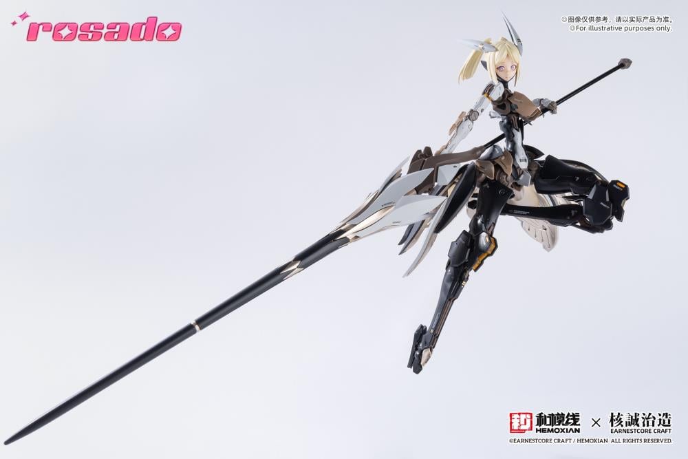 Earnestcore Craft presents the Rosado Project 1/10 scale action figure of Starflower Lilly MK3. The figure can be positioned in multiple orientations and comes with various accessories, including a lance and rifle.