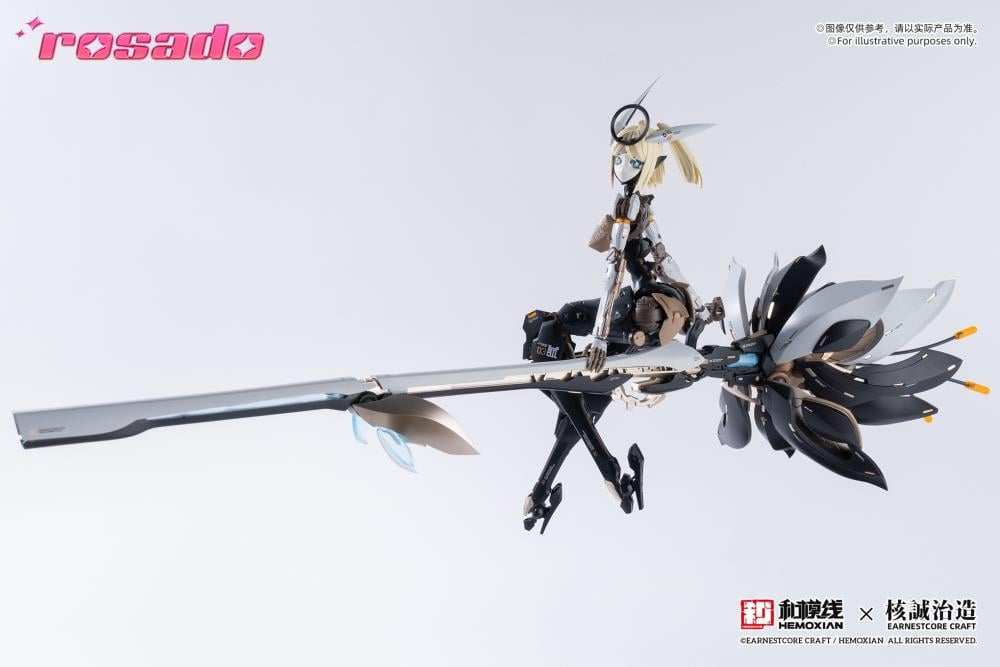 Earnestcore Craft presents the Rosado Project 1/10 scale action figure of Starflower Lilly MK3. The figure can be positioned in multiple orientations and comes with various accessories, including a lance and rifle.