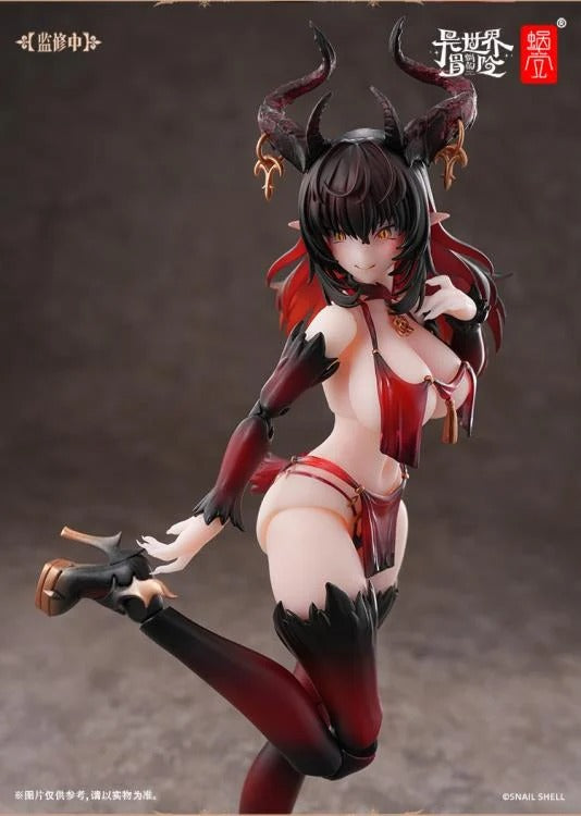 Add to your figure collection with the Lustia Second Phase 1/12 scale action figure by Snail Shell. This figure displays a new version of Lustia with a red and black color scheme, along with dark hair and horns. Lustia is fully articulated for creating a variety of poses, along with including additional parts and accessories to customize the figure. Be sure to add it to your collection!