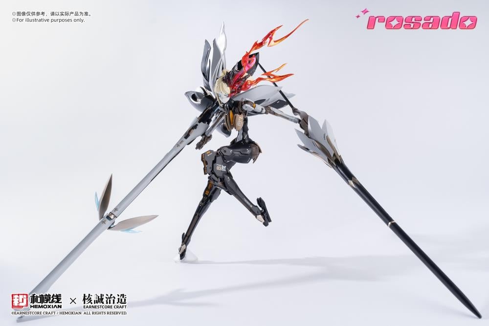 Earnestcore Craft presents the Rosado Project 1/10 scale action figure of Starflower Lilly MK3. The figure can be positioned in multiple orientations and comes with various accessories, including a lance and rifle.