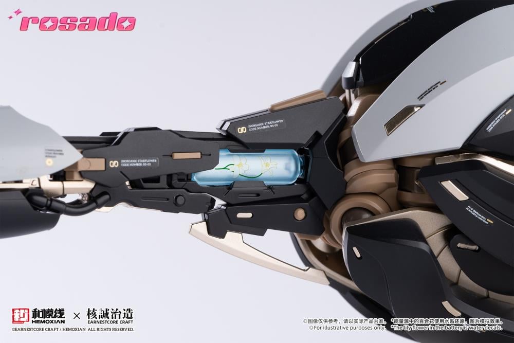Earnestcore Craft presents the Rosado Project 1/10 scale action figure of Starflower Lilly MK3. The figure can be positioned in multiple orientations and comes with various accessories, including a lance and rifle.