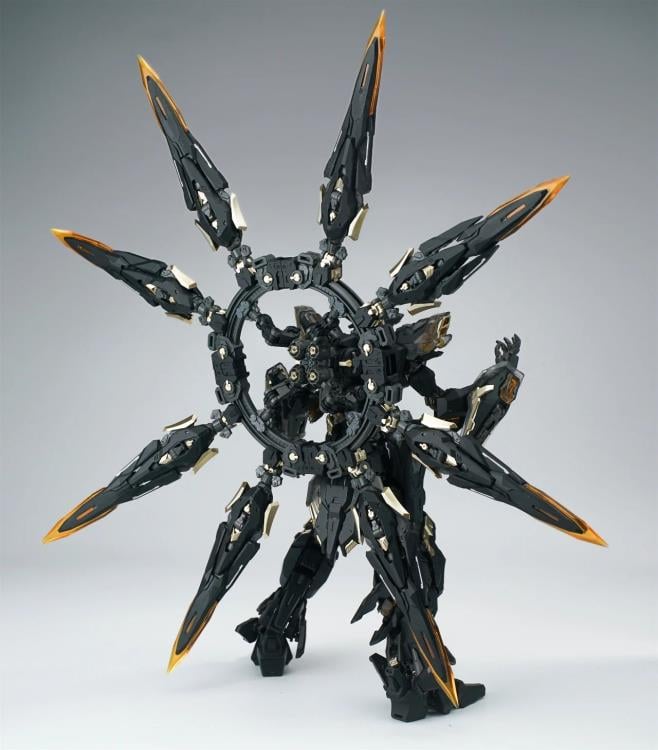 Add to your mecha collection with this Vientiane Fusion Apocalypse Black 1/100 scale model kit! This figure, once assembled, is highly poseable, and comes with a variety of accessories.