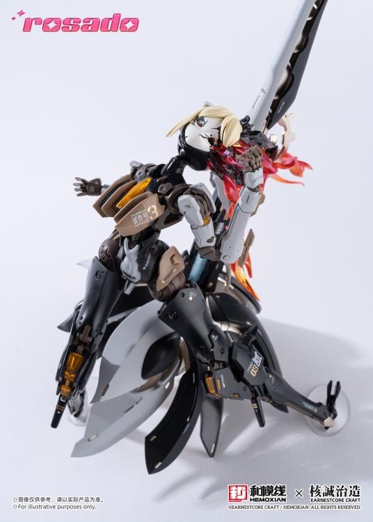 Earnestcore Craft presents the Rosado Project 1/10 scale action figure of Starflower Lilly MK3. The figure can be positioned in multiple orientations and comes with various accessories, including a lance and rifle.