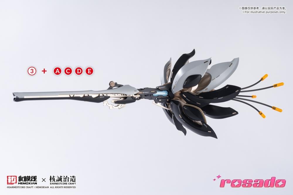 Earnestcore Craft presents the Rosado Project 1/10 scale action figure of Starflower Lilly MK3. The figure can be positioned in multiple orientations and comes with various accessories, including a lance and rifle.