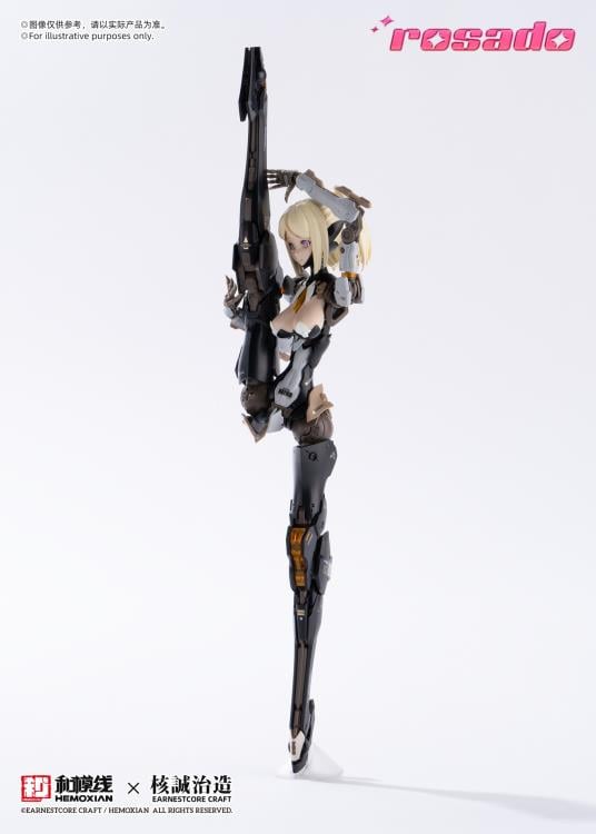 Earnestcore Craft presents the Rosado Project 1/10 scale action figure of Starflower Lilly MK3. The figure can be positioned in multiple orientations and comes with various accessories, including a lance and rifle.