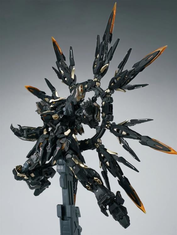 Add to your mecha collection with this Vientiane Fusion Apocalypse Black 1/100 scale model kit! This figure, once assembled, is highly poseable, and comes with a variety of accessories.