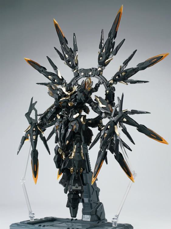 Add to your mecha collection with this Vientiane Fusion Apocalypse Black 1/100 scale model kit! This figure, once assembled, is highly poseable, and comes with a variety of accessories.