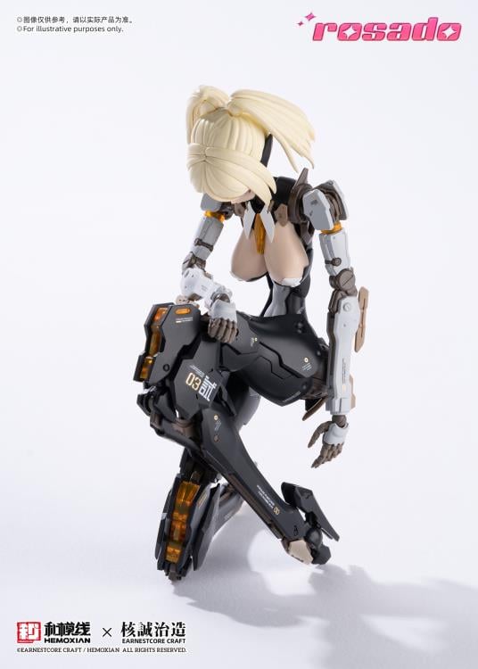 Earnestcore Craft presents the Rosado Project 1/10 scale action figure of Starflower Lilly MK3. The figure can be positioned in multiple orientations and comes with various accessories, including a lance and rifle.