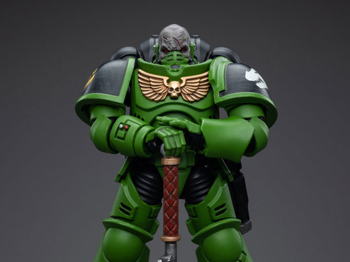 Hailing from a volcanic and unstable world, the Space Marine Chapter of the Salamanders take great care to avoid human casualties during their wars against Chaos. Deeply embedded in the Promeathan Cult, these warriors hone their skills to a lethal edge to protect Humanity. Each figure typically includes interchangeable hands and weapon accessories and stands between 4" and 6" tall. Sergeant Krajax leads his men into the fray as many times as it takes to complete the mission, regardless of casualties.