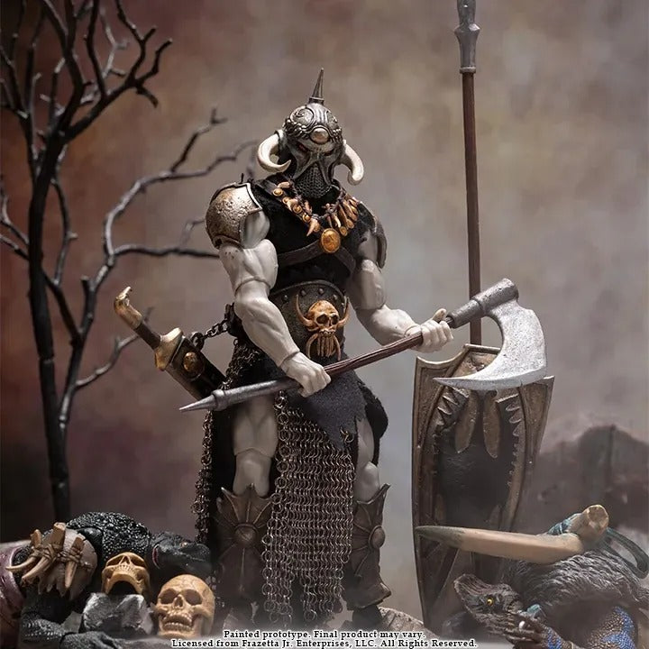 Unleash the dark fury of fantasy art with the Frazetta Death Dealer Action Figure, a striking tribute to Frank Frazetta’s iconic warrior. Towering at almost 7 inches tall and forged in intricate detail, this collector’s figure brings the legendary Death Dealer to life like never before.