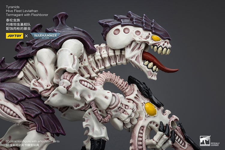 Joy Toy brings the Tyranids to life with this Warhammer 40K 1/18 scale action figure! Storming through the galaxy like a horde of locust, the Tyranids are an insectoid-like race hellbent on consuming all forms of biological matter to grow and evolve. Picking entire worlds clean to grow their innumerable swarms, Humanity is considered nothing but prey to these predators from the stars.