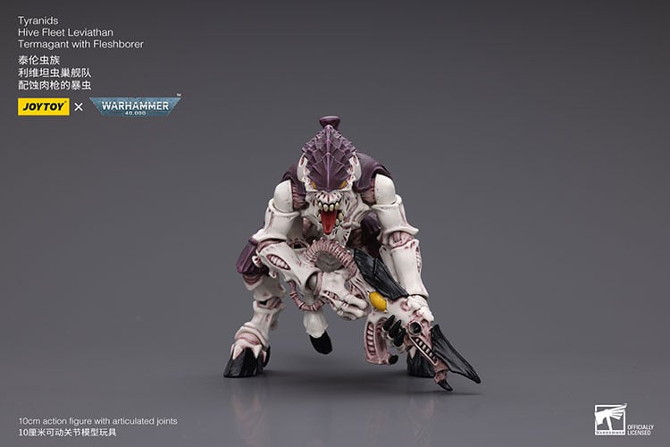 Joy Toy brings the Tyranids to life with this Warhammer 40K 1/18 scale action figure! Storming through the galaxy like a horde of locust, the Tyranids are an insectoid-like race hellbent on consuming all forms of biological matter to grow and evolve. Picking entire worlds clean to grow their innumerable swarms, Humanity is considered nothing but prey to these predators from the stars.