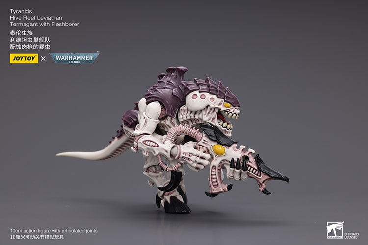 Joy Toy brings the Tyranids to life with this Warhammer 40K 1/18 scale action figure! Storming through the galaxy like a horde of locust, the Tyranids are an insectoid-like race hellbent on consuming all forms of biological matter to grow and evolve. Picking entire worlds clean to grow their innumerable swarms, Humanity is considered nothing but prey to these predators from the stars.