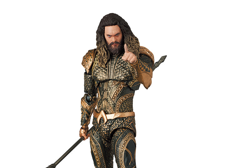 From the smash hit Zack Snyder's Justice League film comes a new MAFEX figure of the king of Atlantis, Aquaman! Standing around 6" tall and fully posable, every scale of his armor has been carefully sculpted. With newly created sculpted heads for a more realistic expression, this is one figure you won't want to miss out on. Order yours today!
