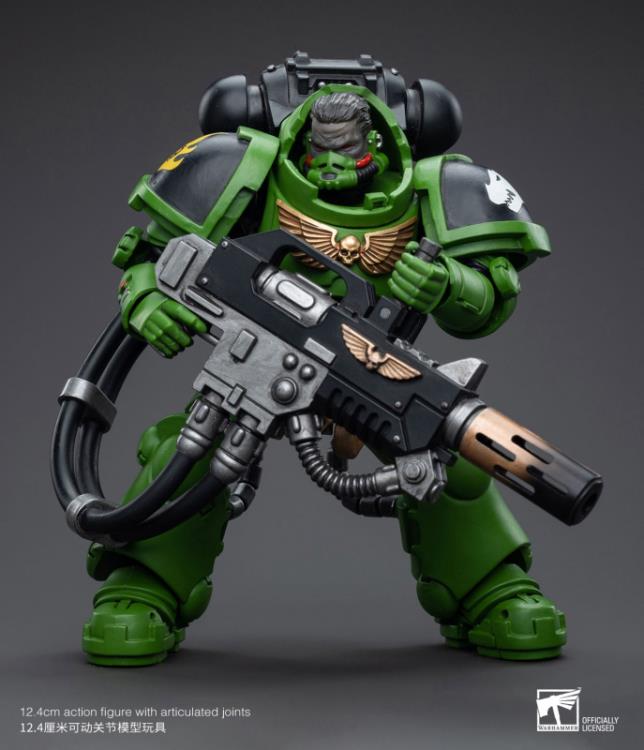 Hailing from a volcanic and unstable world, the Space Marine Chapter of the Salamanders take great care to avoid human casualties during their wars against Chaos. Deeply embedded in the Promeathan Cult, these warriors hone their skills to a lethal edge to protect Humanity. Each figure typically includes interchangeable hands and weapon accessories and stands between 4" and 6" tall. Wielding a deadly flamethrower, Brother T'Kren has a grim satisfaction of leaving purifying flames in his wake.