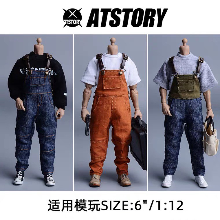 Atstory 1/12 6 inches Figure Clothes Overall Pants