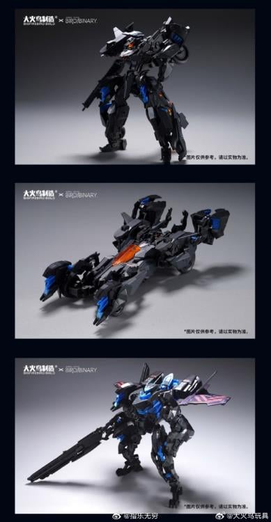 Big Fire Bird is proud to introduce new entries into their popular Strange Bird series: Ficedula Blue Flycatcher! Capable of being assembled into various forms, including robot mode, bird mode, deployment mode, reverse foot mode, and dual body combined form! The pieces can also be assembled with other 3mm figures and kits. Other figures shown not included.