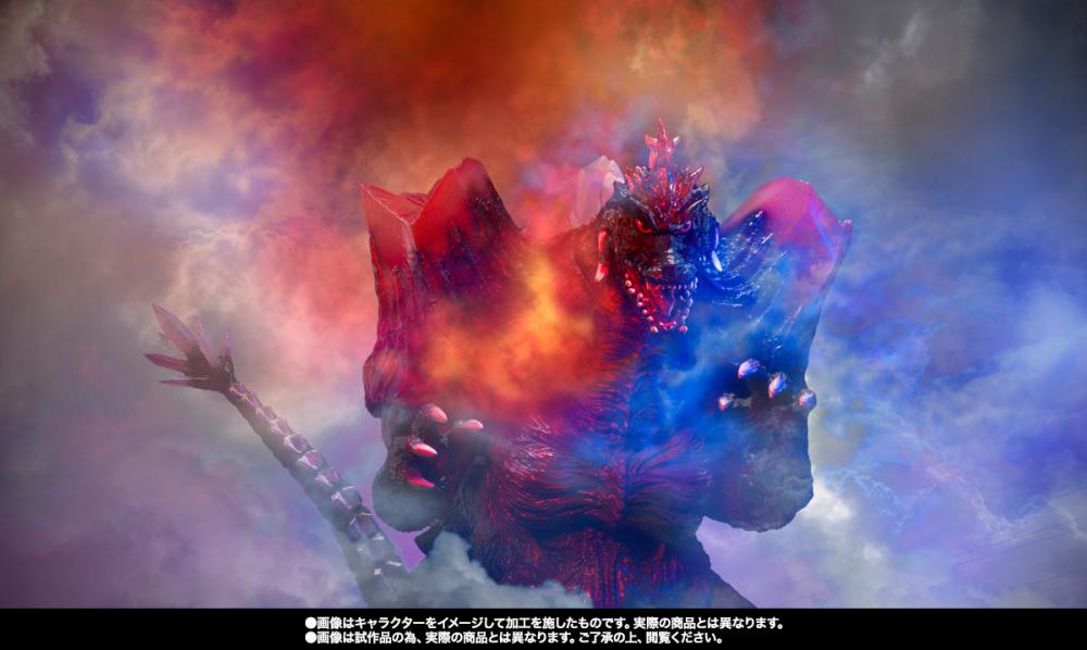 December 2024 marks the thirtieth anniversary of "GODZILLA VS. SPACEGODZILLA," with an all-new S.H.Monsterarts set commemorating the epic battle of Fukuoka! Newly sculpted chest parts and options let you re-create SPACEGODZILLA's damaged crystal shoulders, as seen in the battle against GODZILLA and MOGERA.