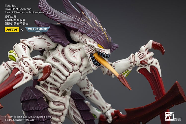Joy Toy brings the Tyranids to life with this Warhammer 40K 1/18 scale action figure! Storming through the galaxy like a horde of locust, the Tyranids are an insectoid-like race hellbent on consuming all forms of biological matter to grow and evolve. Picking entire worlds clean to grow their innumerable swarms, Humanity is considered nothing but prey to these predators from the stars.