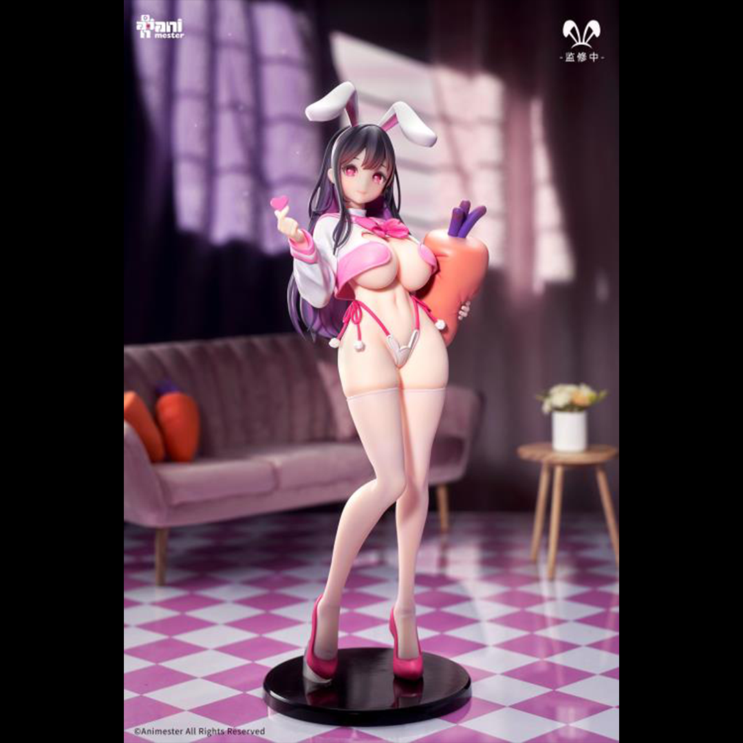 AniMester is proud to introduce a new 1/7 scale figure that will fit perfectly into your collection: the JK Bunny Sakura Uno Love Injection! The figure wears a pink and white top with bunny ears while holding a small heart and a large stuffed carrot.
