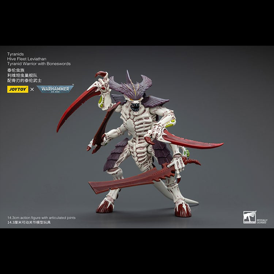 Joy Toy brings the Tyranids to life with this Warhammer 40K 1/18 scale action figure! Storming through the galaxy like a horde of locust, the Tyranids are an insectoid-like race hellbent on consuming all forms of biological matter to grow and evolve. Picking entire worlds clean to grow their innumerable swarms, Humanity is considered nothing but prey to these predators from the stars.