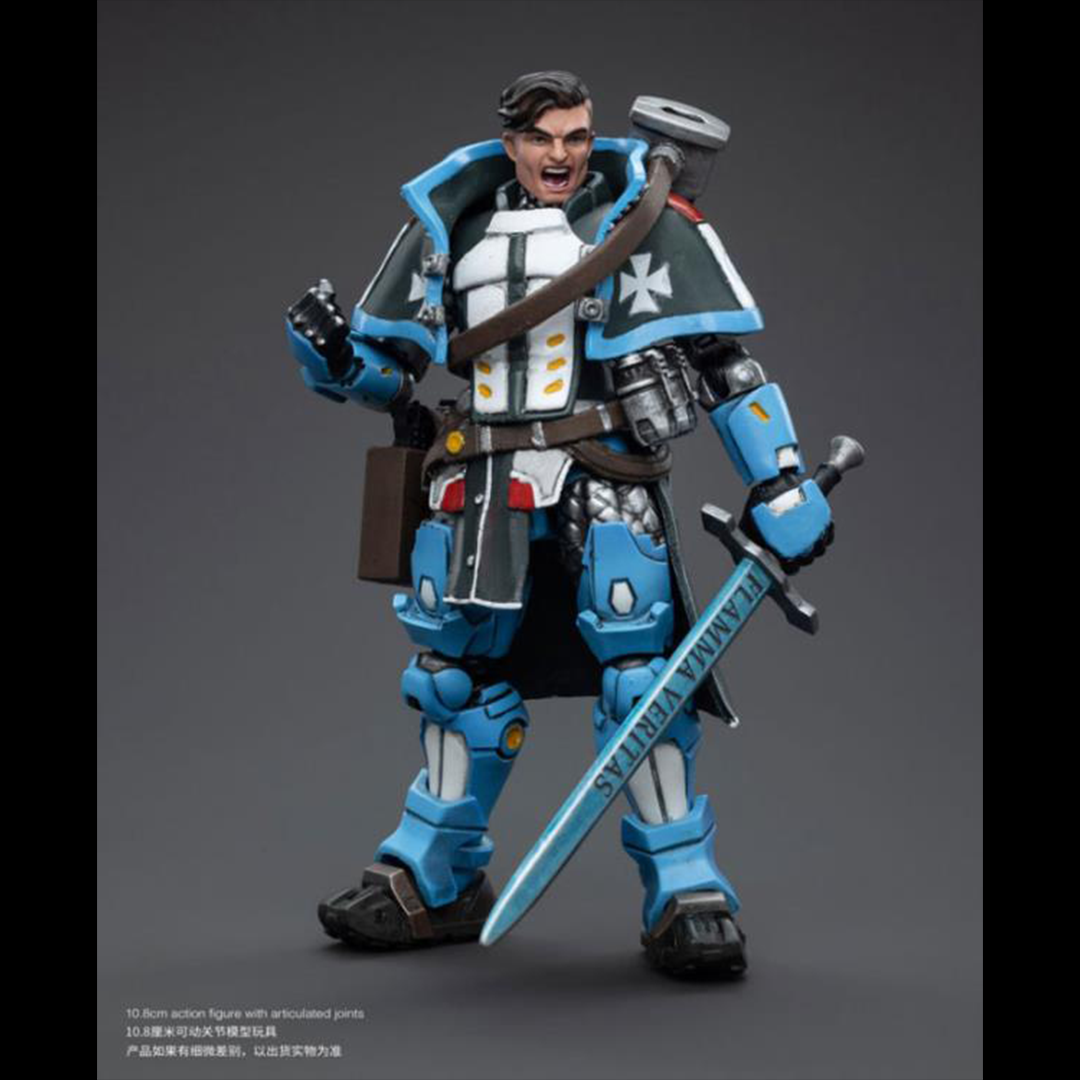 Joy Toy brings to the table a new series of figures, inspired after the tabletop wargame Infinity, published by Corvus Belli. This highly detailed 1/18 scale figure stands just over 4 inches tall and comes equipped with an arsenal of interchangeable parts and weapons. Add PanOceania Padre-Inquisior Mendoza, along with other separately sold Infinity figures by Joy Toy, to your collection and build up your army for battle!