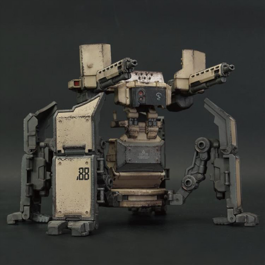 The Sand Waterstrider QM3s is an all-terrain quadrupedal vehicle able to operate autonomously or installed on a trailer pulled by an Ankylo truck, which then frees up Strider drivers to focus exclusively on unloading its heavy firepower turret, providing excellent suppressive fire when supporting the front lines.